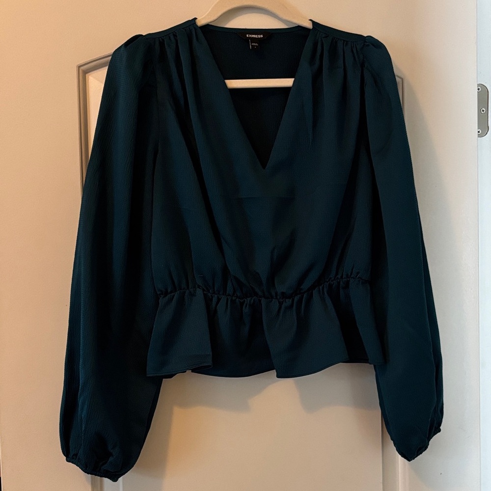 Express Deep Teal V-Neck Blouse